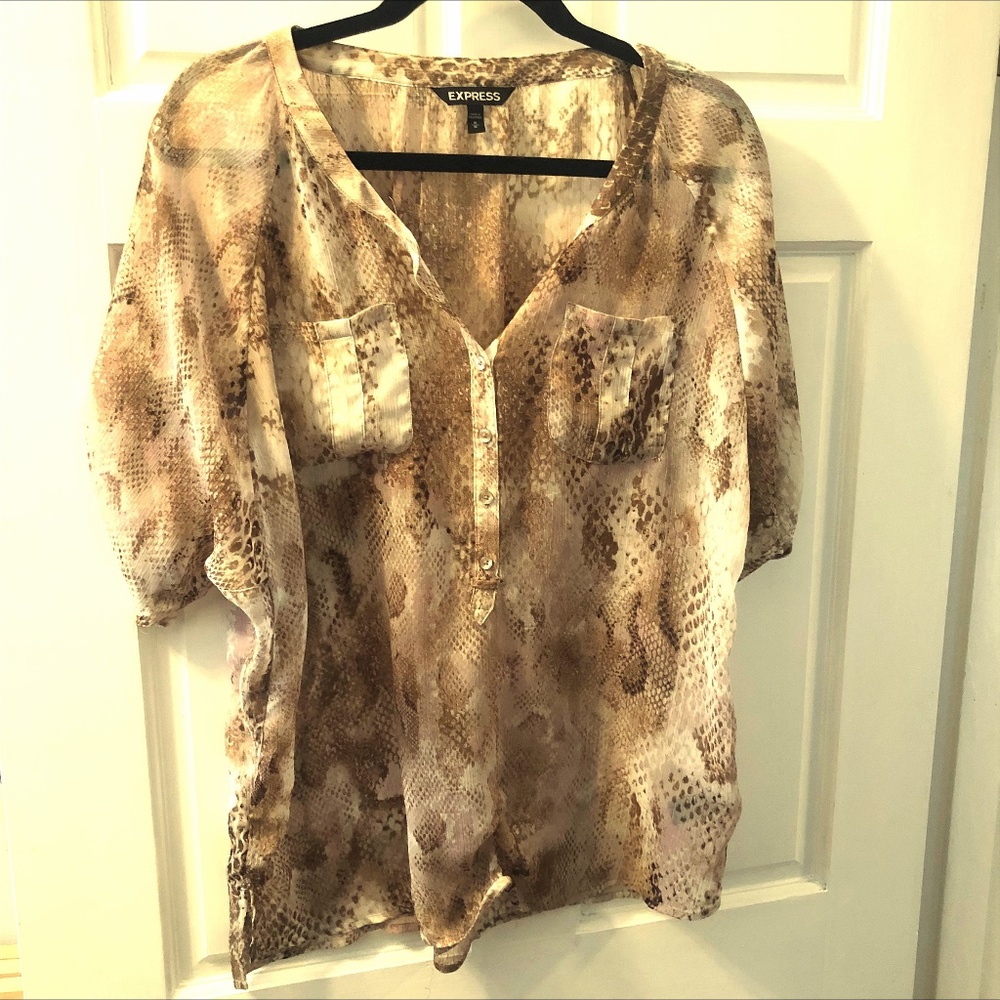 Express Snake Print Short Sleeve Blouse